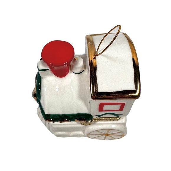 VINTAGE “We Wish You A Merry Christmas” Music Box Porcelain Train Ornament - Picture 6 of 7